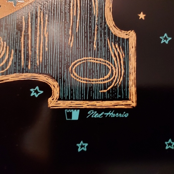 VTG 20" x 13" Black Metal Serving Tray w/ Artist Ned Harris's Paul Revere's Ride - Picture 5 of 7